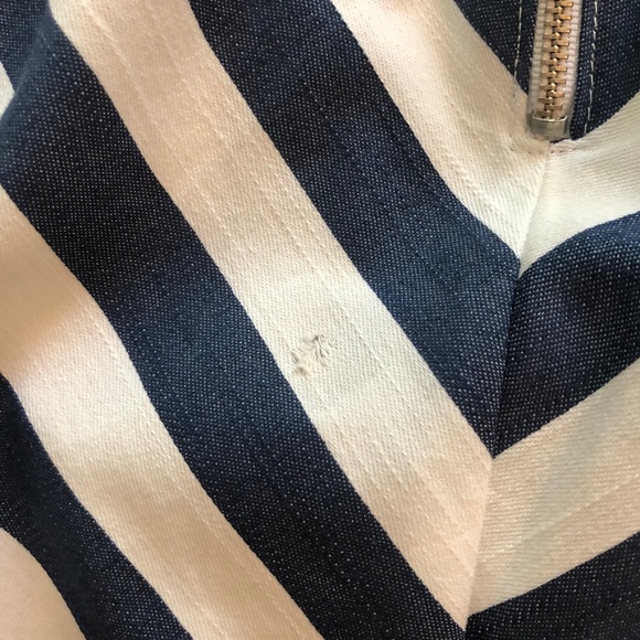 Navy/White Striped Dress w/ Pockets - Picture 2 of 3